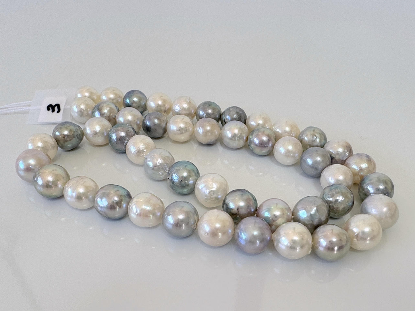 8-8.3mm Japanese Akoya Pearl Beads, Natural blue/silver/white color pearl, Genuine Salt water Akoya Pearl, Full Strand, 40cm , 15.7"