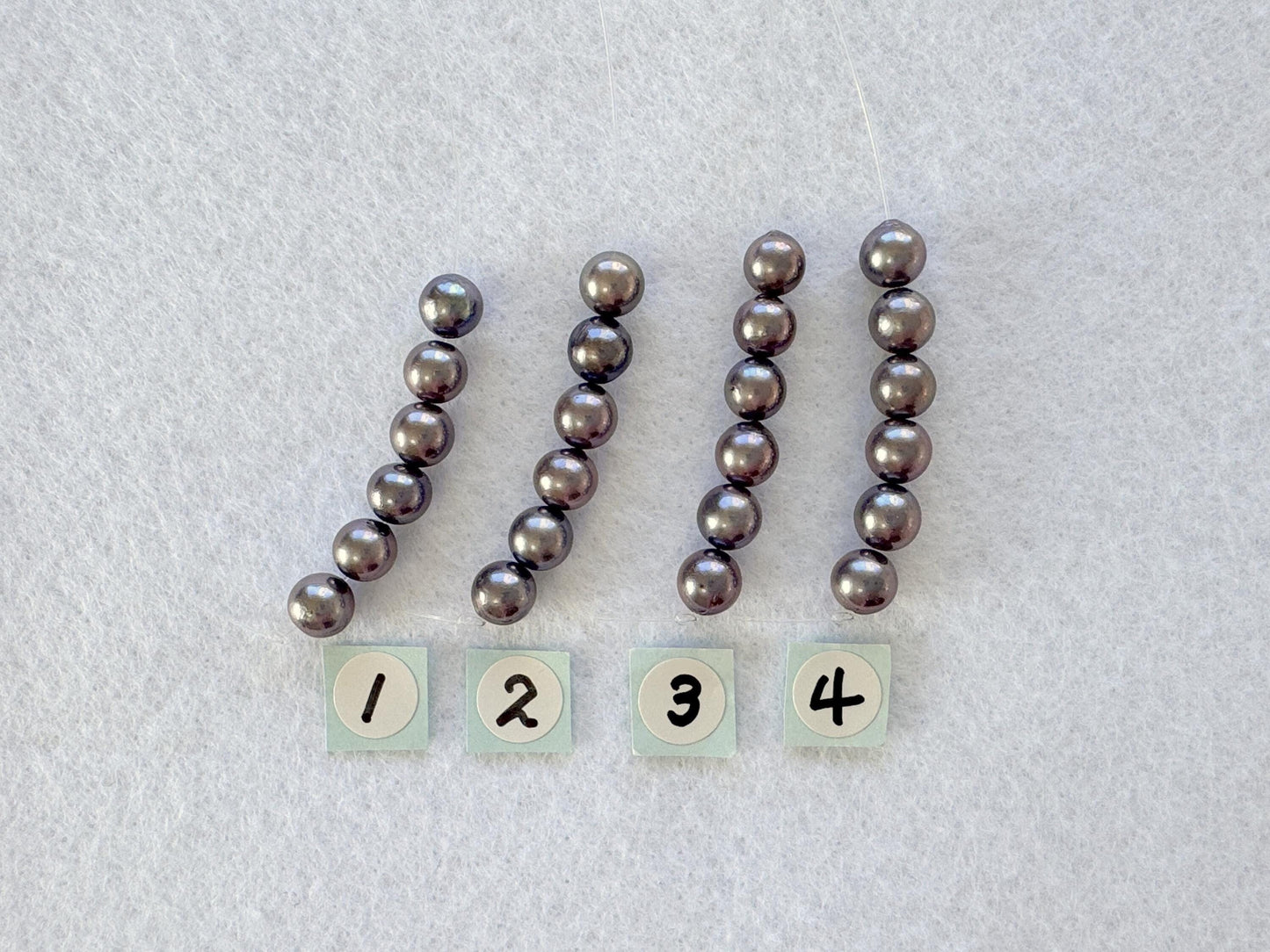 6 Pieces Short Strand of Japanese Peacock Black Akoya Pearl Beads, 5.7-5.9mm, Genuine Akoya Pearl, Cultured in Sea Water