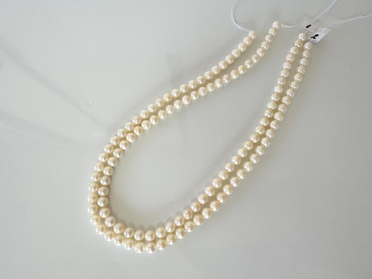 6.5-7mm Japanese White/Off-white Akoya Pearl Beads, Genuine Akoya Pearl, Full Strand, 40cm , 15.7", Cultured Salt water pearl