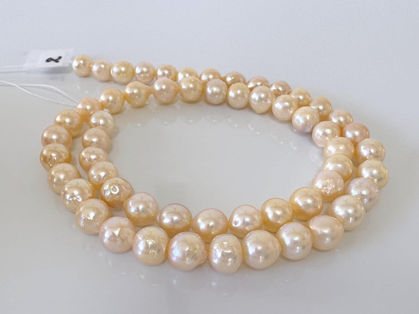 7-7.5mm Japanese Yellow Akoya Pearl Beads, Genuine Akoya Pearl, Full Strand, 40cm , 16", Cultured Salt water pearl