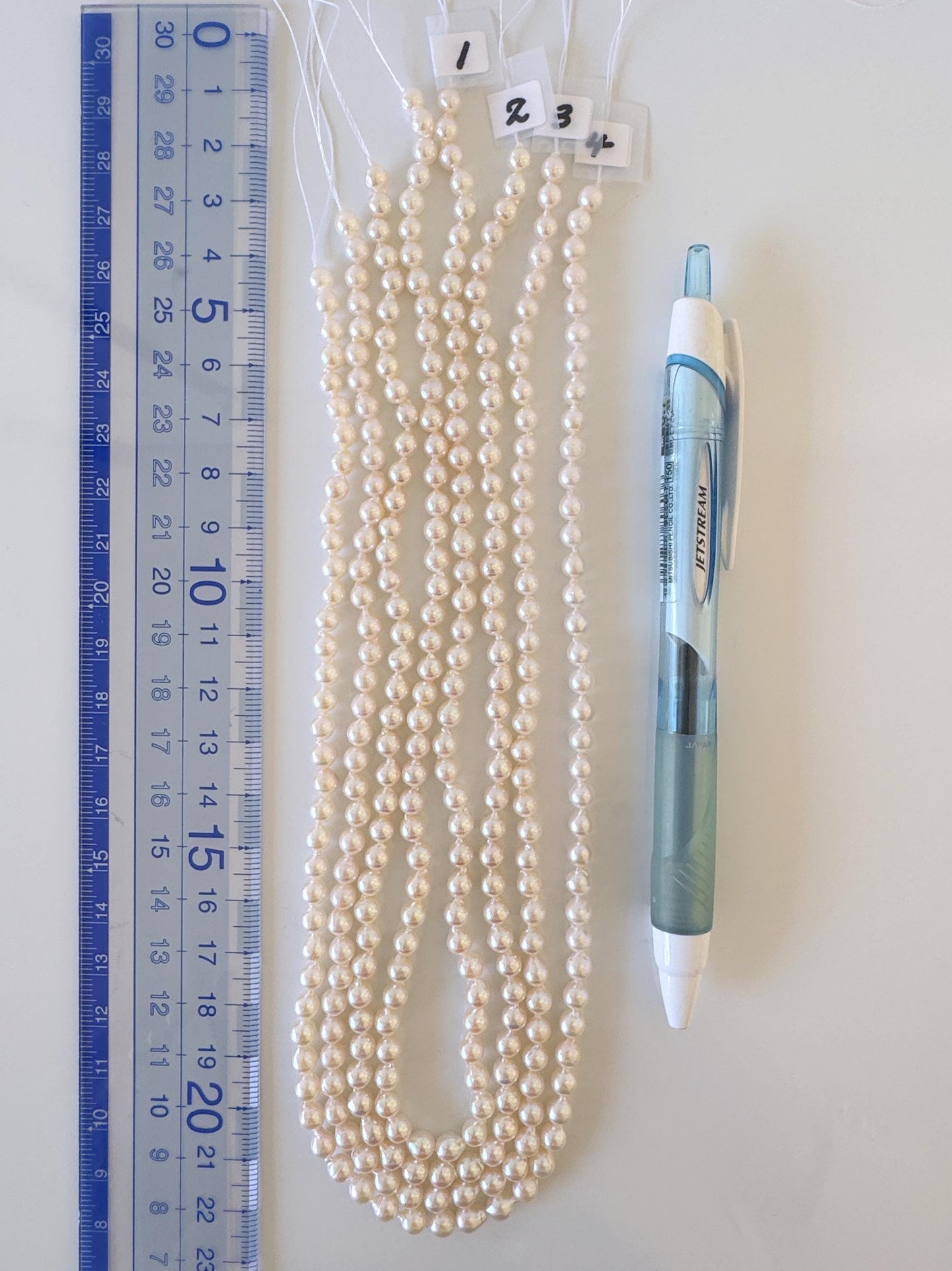 4.5-5mm Japanese White Akoya Baby Pearl Beads, Genuine Akoya Pearl, Full Strand, 40cm , 15.7", Cultured Salt water pearl