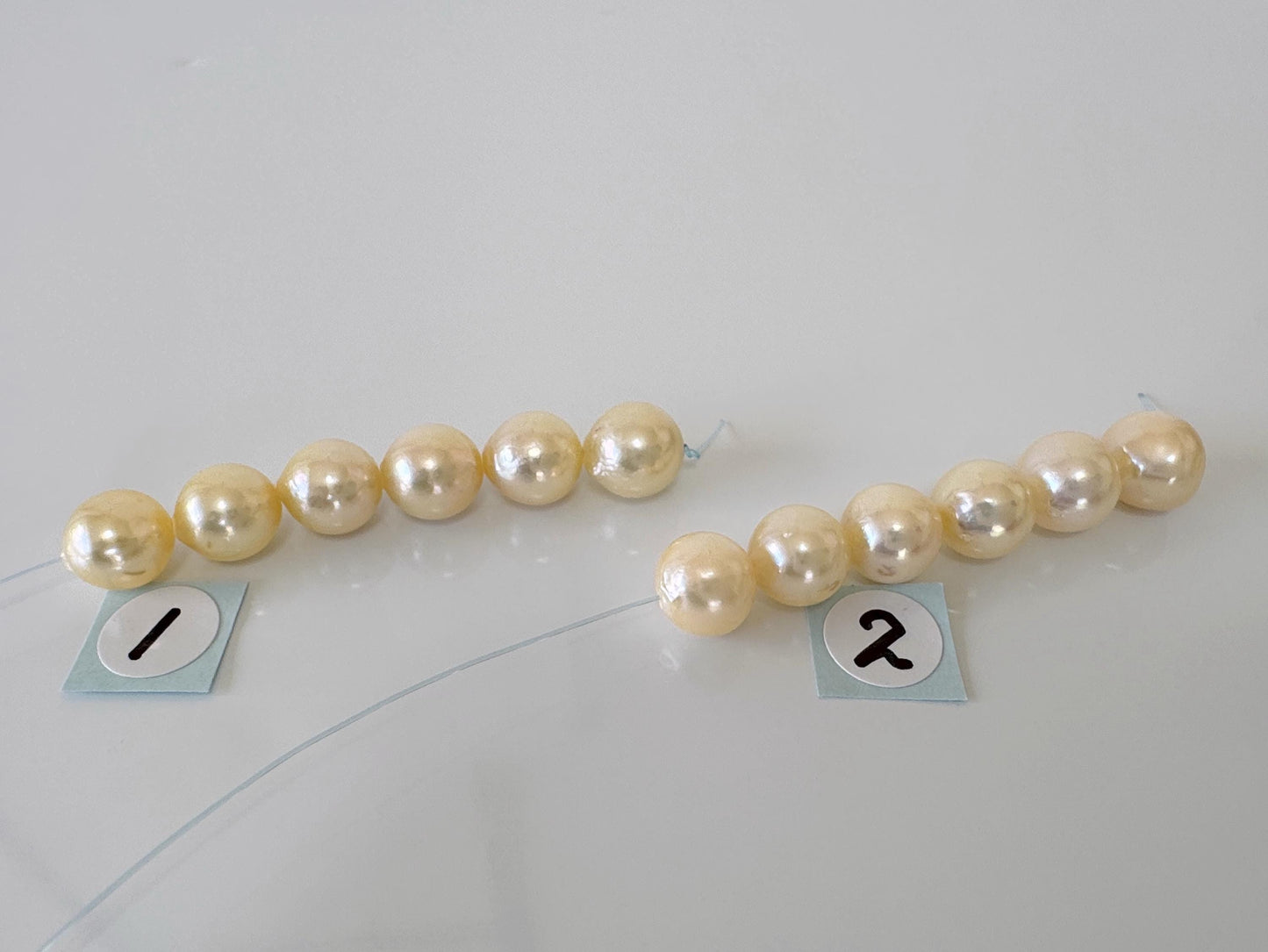 Japanese Yellow Akoya Pearl Beads, 7-7.5mm, Mini Strand, Short Strand, 6 Pieces, Genuine Akoya Pearl, Cultured in Sea Water