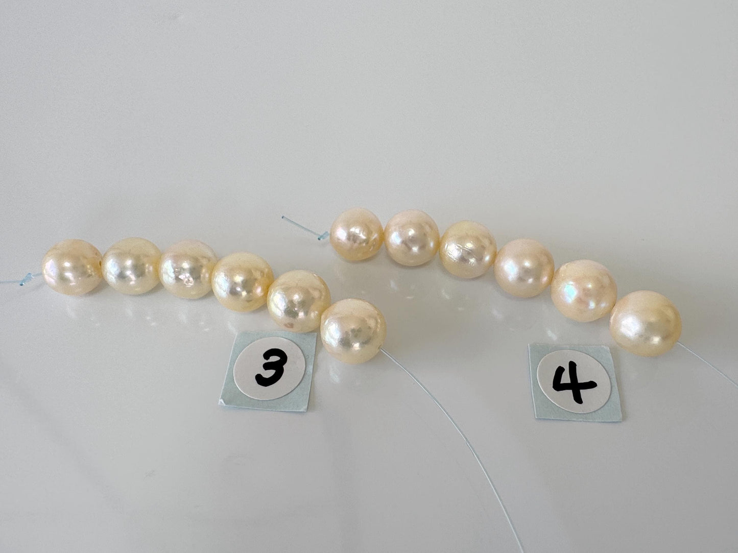 Japanese Yellow Akoya Pearl Beads, 7-7.5mm, Mini Strand, Short Strand, 6 Pieces, Genuine Akoya Pearl, Cultured in Sea Water