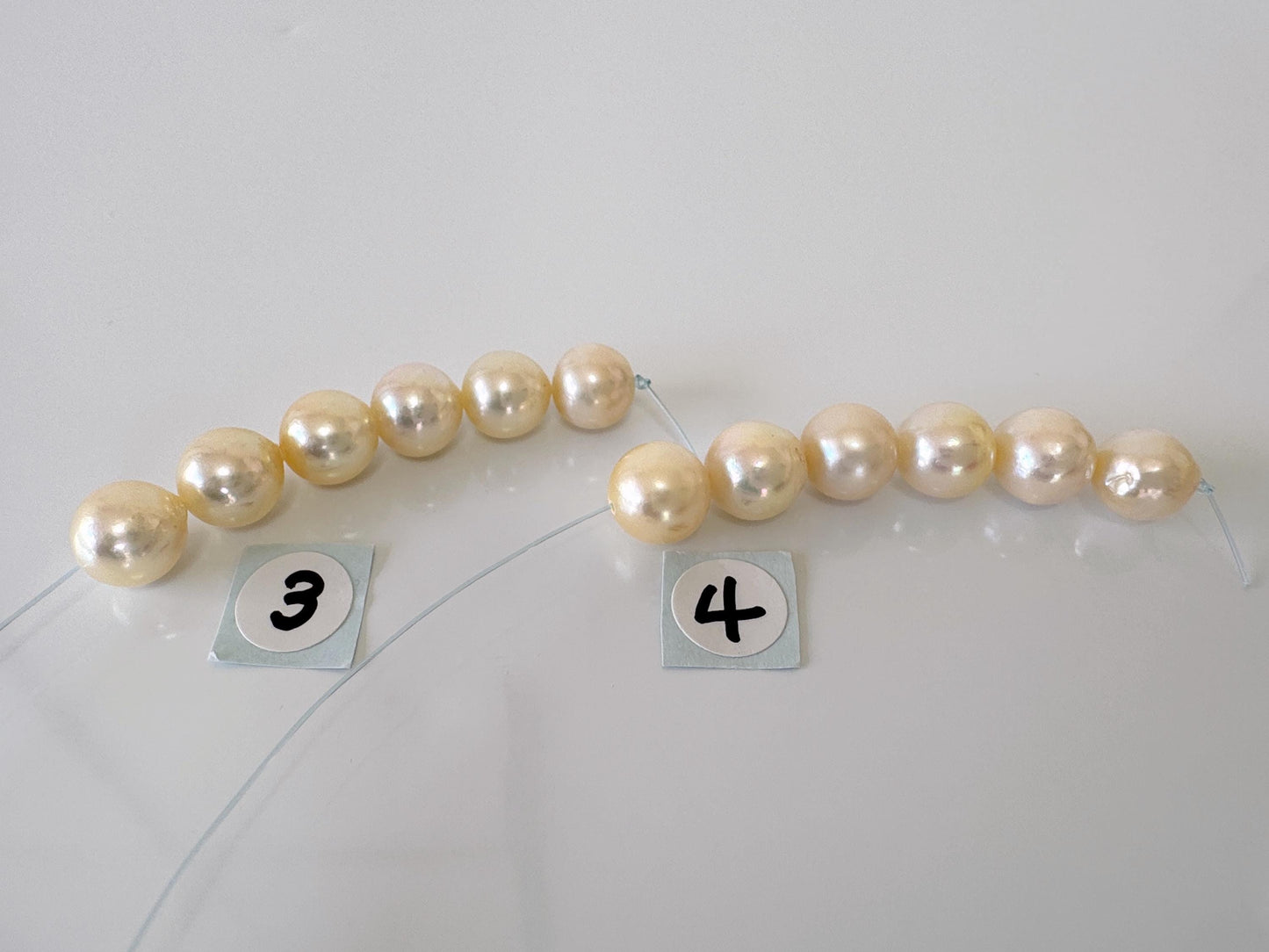 Japanese Yellow Akoya Pearl Beads, 7-7.5mm, Mini Strand, Short Strand, 6 Pieces, Genuine Akoya Pearl, Cultured in Sea Water