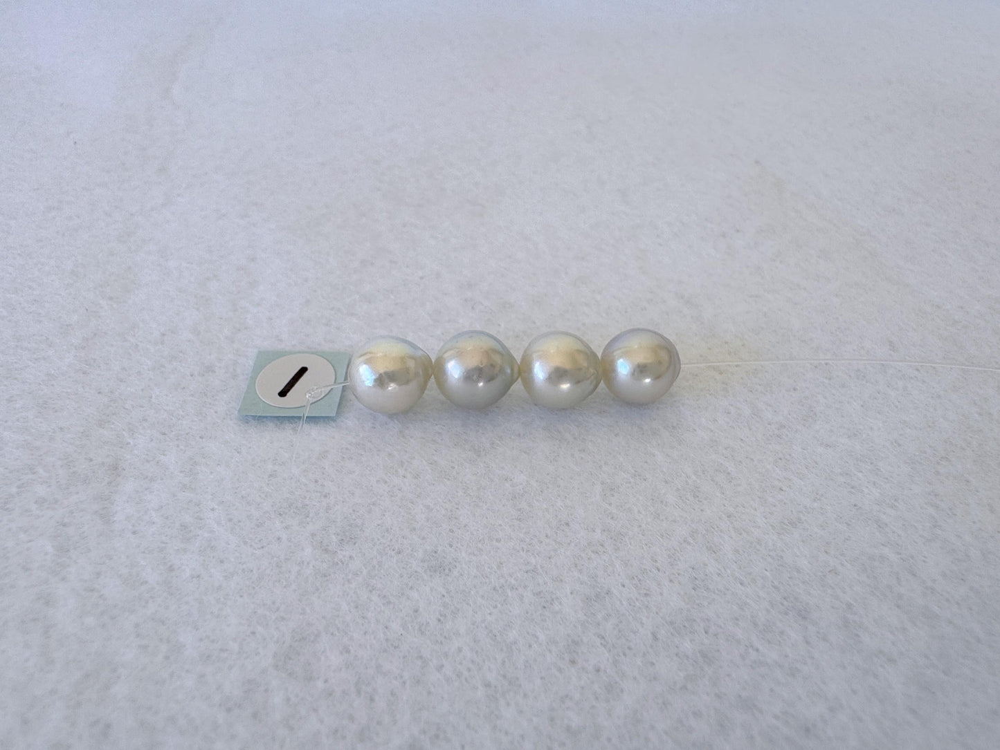 Japanese Blue/Silver (Natural color) Akoya Pearl Beads, 7.5-8mm, Mini Strand, 4 Pieces, Short Strand, Salt water pearl, Genuine Akoya Pearl