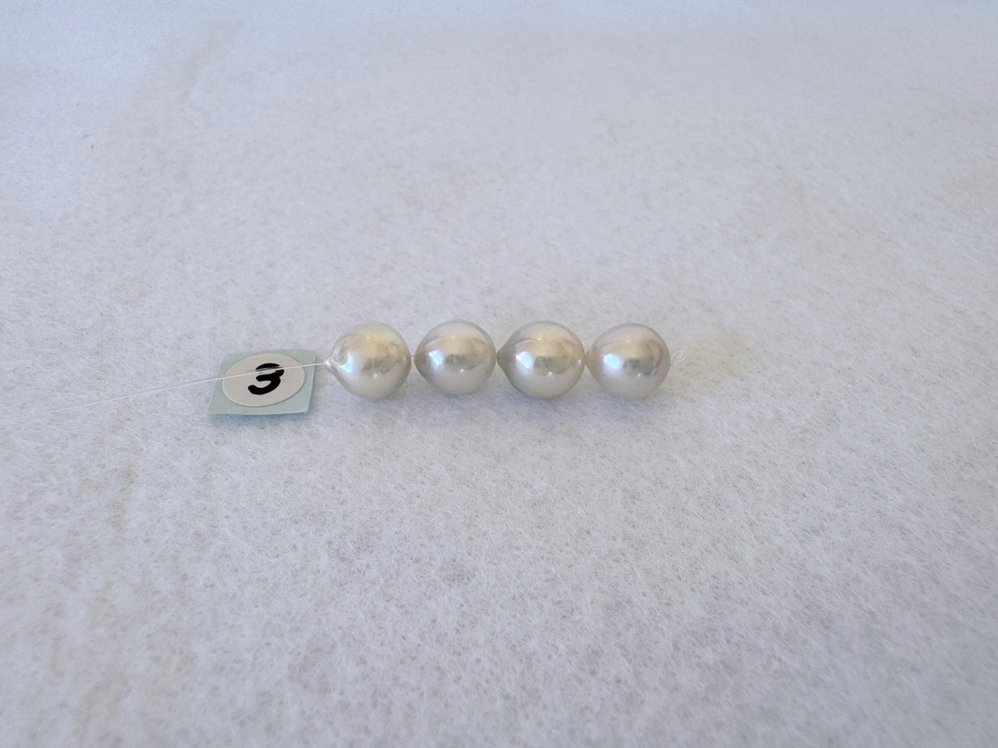 Japanese Blue/Silver (Natural color) Akoya Pearl Beads, 7.5-8mm, Mini Strand, 4 Pieces, Short Strand, Salt water pearl, Genuine Akoya Pearl