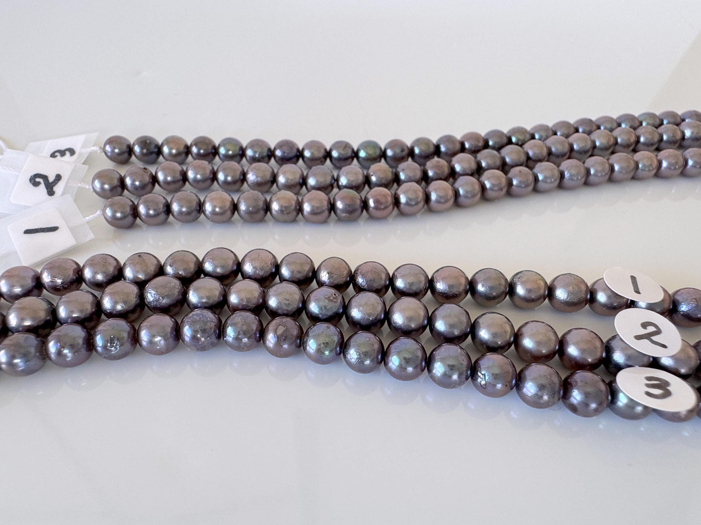 5.5-6mm Japanese Black/Black peacock Akoya Pearl Beads, Full Strand, 40cm , 15.7", Salt Water cultured pearl