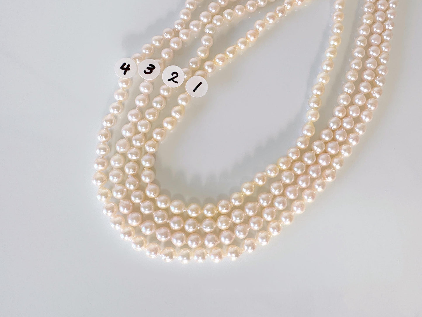 4.5-5mm Japanese White Akoya Baby Pearl Beads, Genuine Akoya Pearl, Full Strand, 40cm , 15.7", Cultured Salt water pearl