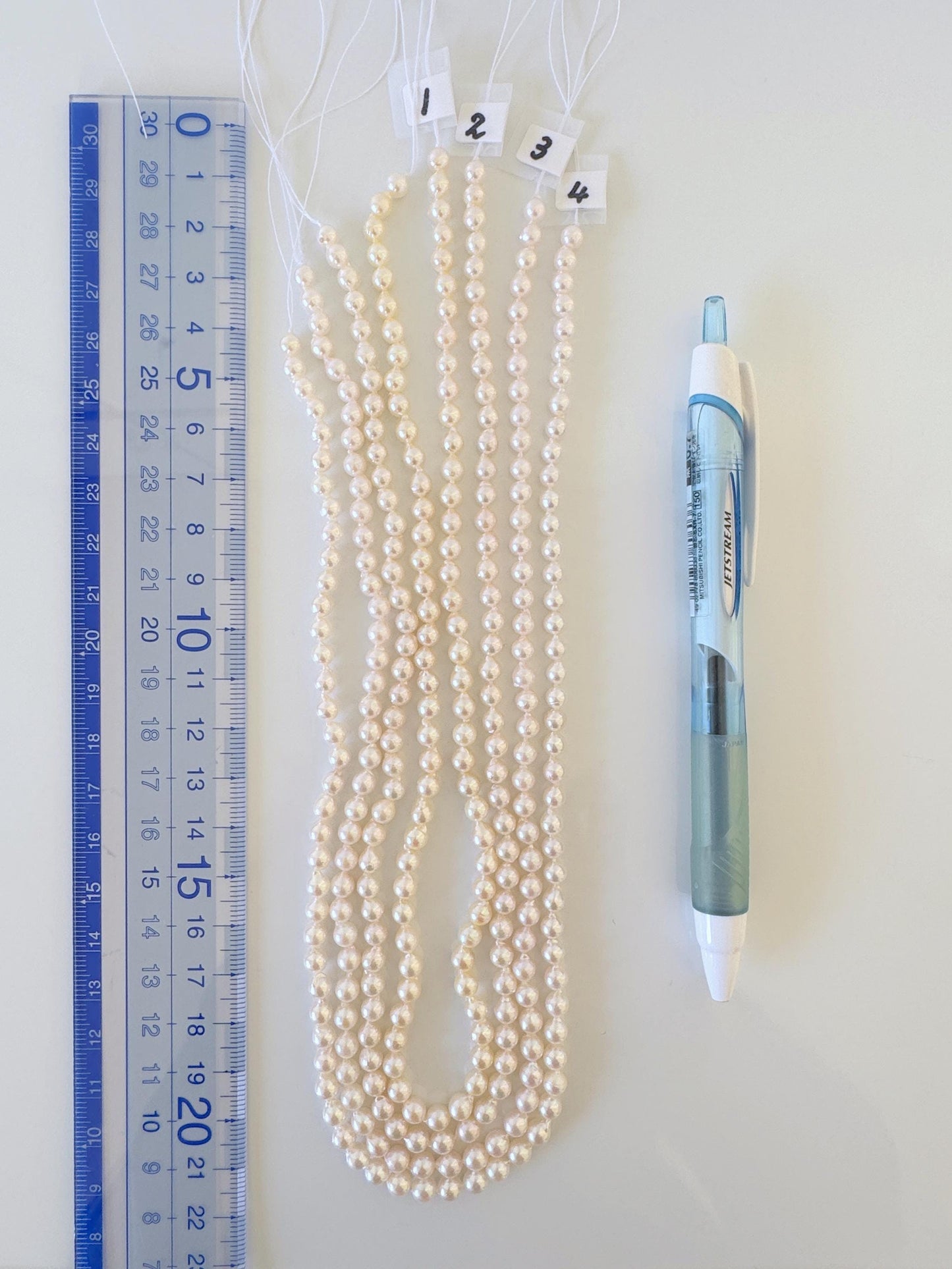 4.5-5mm Japanese White Akoya Baby Pearl Beads, Genuine Akoya Pearl, Full Strand, 40cm , 15.7", Cultured Salt water pearl