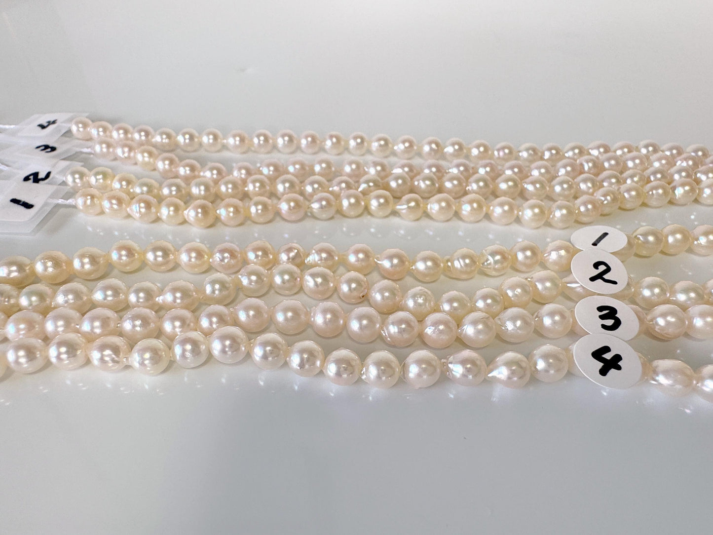 4.5-5mm Japanese White Akoya Baby Pearl Beads, Genuine Akoya Pearl, Full Strand, 40cm , 15.7", Cultured Salt water pearl