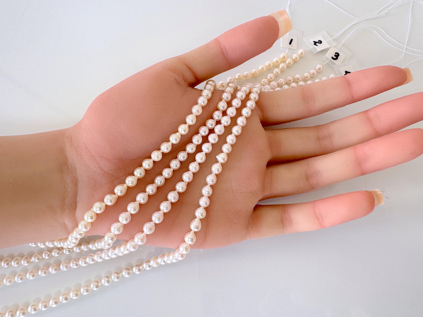 4.5-5mm Japanese White Akoya Baby Pearl Beads, Genuine Akoya Pearl, Full Strand, 40cm , 15.7", Cultured Salt water pearl