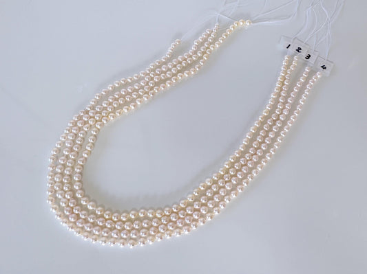 4.5-5mm Japanese White Akoya Baby Pearl Beads, Genuine Akoya Pearl, Full Strand, 40cm , 15.7", Cultured Salt water pearl