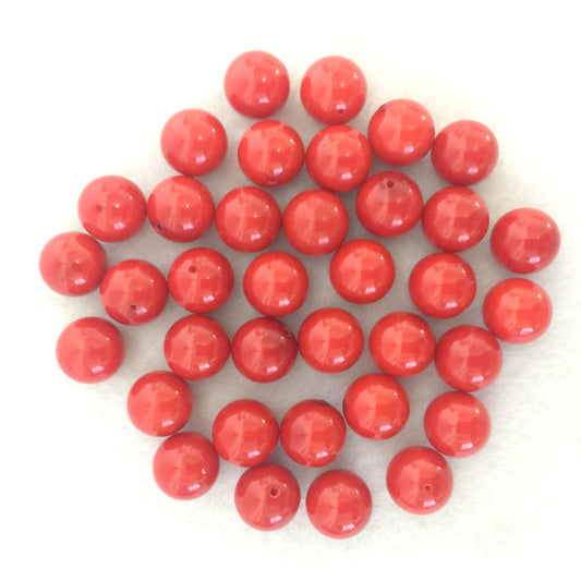 Red coral (bamboo coral ) round loose, 10.5-11mm for 2pcs, half-drilled hole,For jewelry making  (colored)