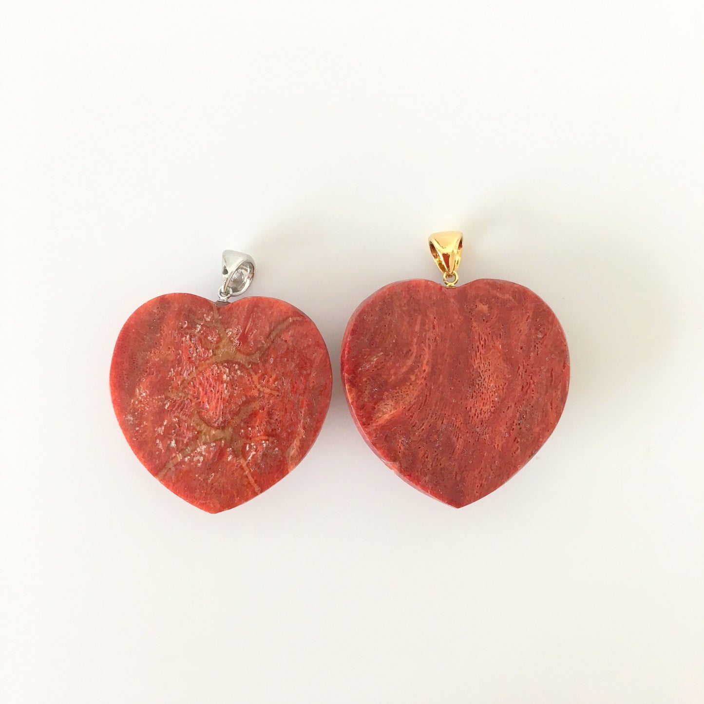 Natural sponge coral  heart with rose carving pendant 36x36mm,  price per piece