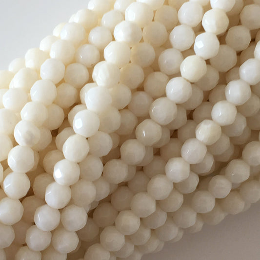 Natural white bamboo coral 4mm faceted beads, cut beads strands, 15.3inches,39cm, white sea bamboo, natural white coral, price per strand