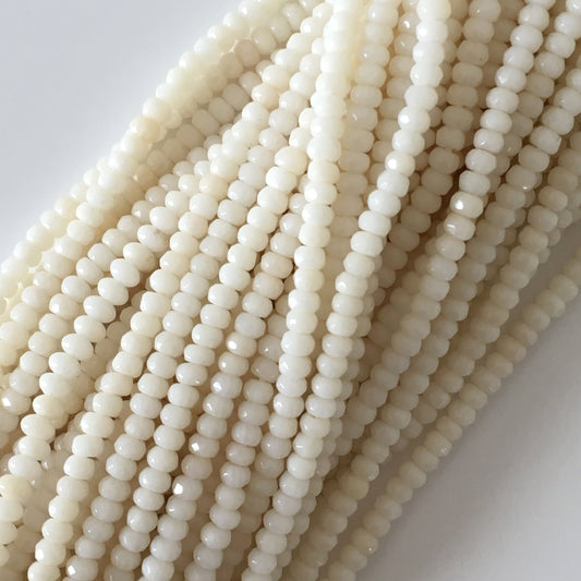 Natural white bamboo coral 3mm faceted abacus, rondelle, disc beads strands, 15.3inches,39cm, white sea bamboo, natural white coral
