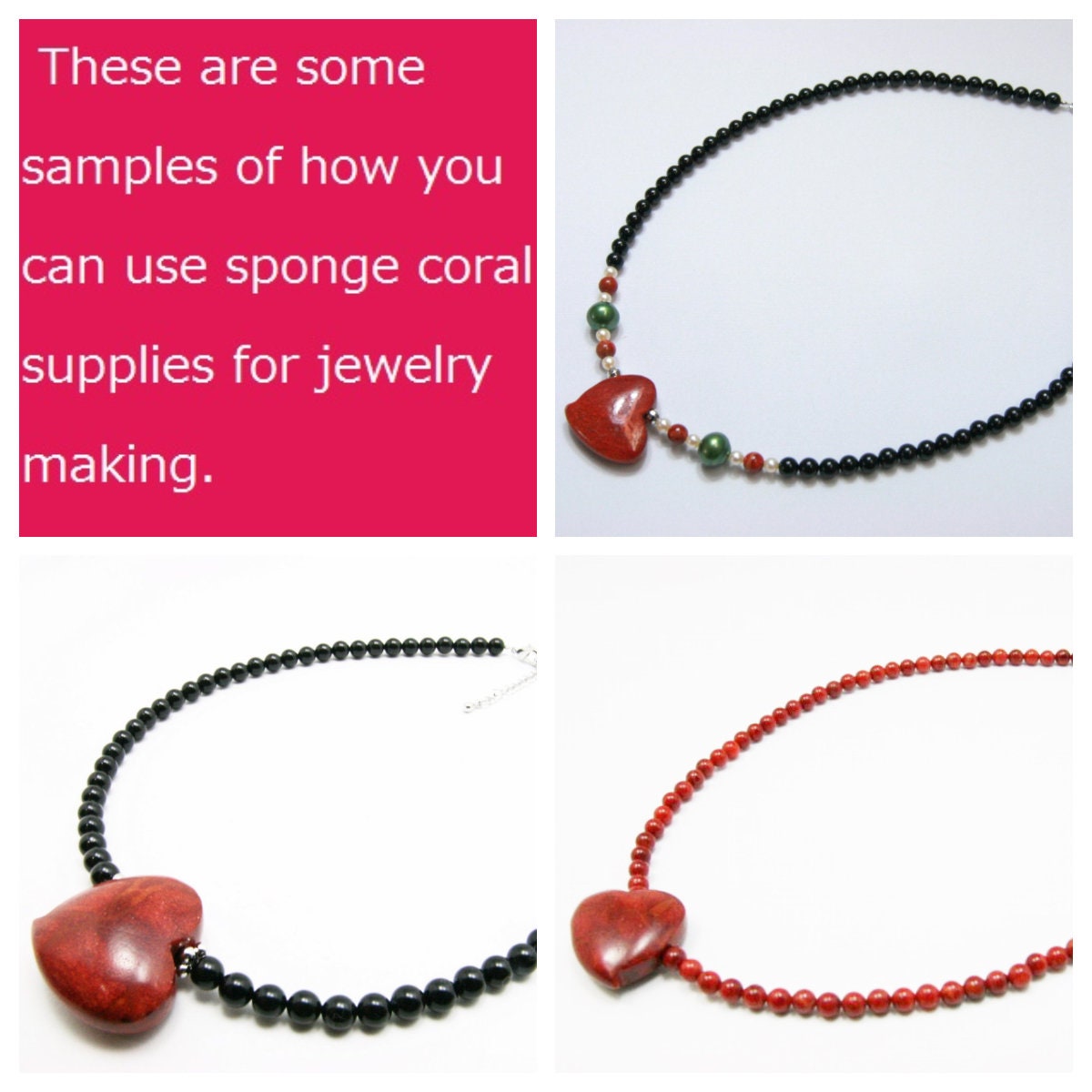 Natural sponge coral heart loose 6-8g,  Apple coral heart loose,  For jewelry making, Price per piece