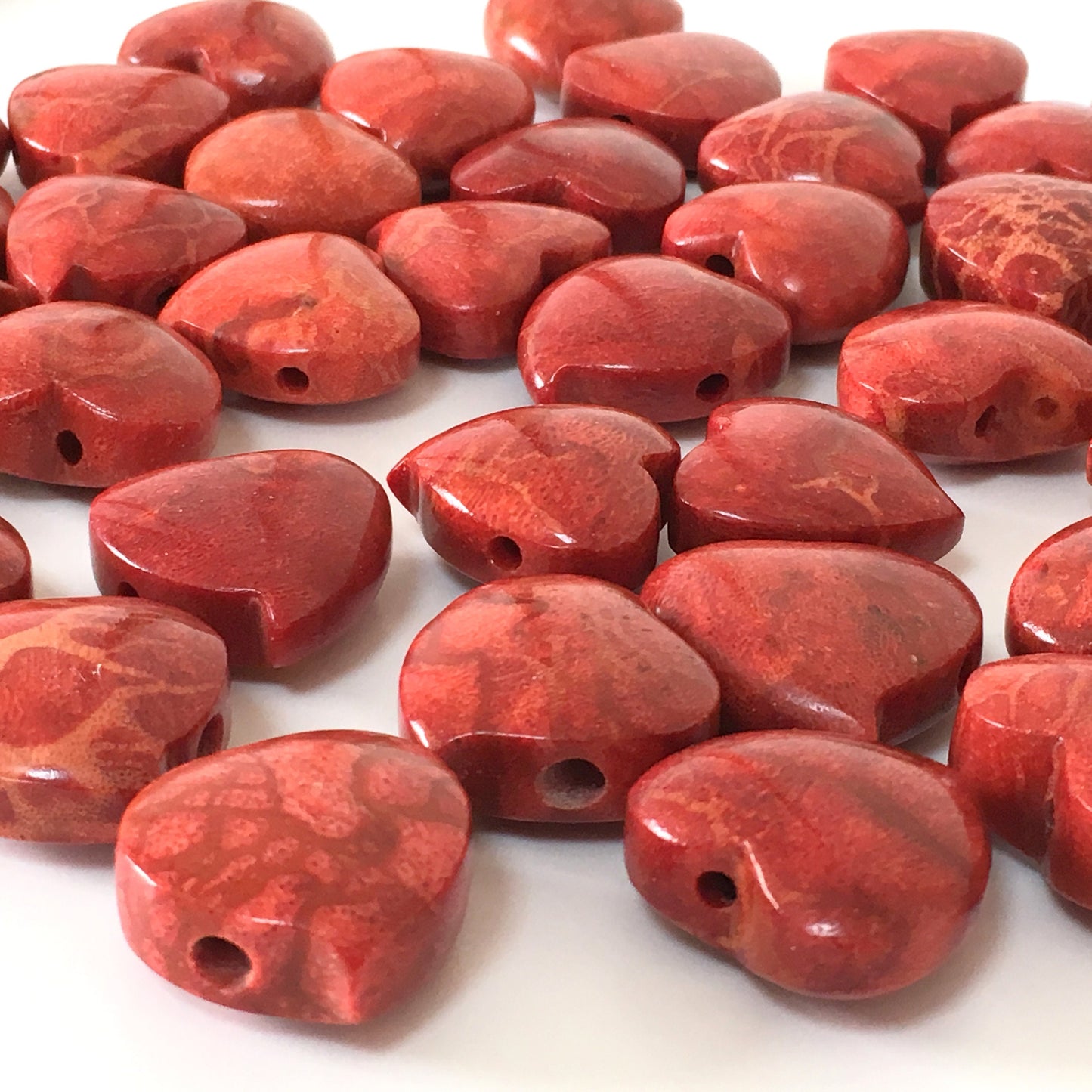 Natural sponge coral Heart loose 8-10g,  Apple coral heart loose,  For jewelry making, Price per piece