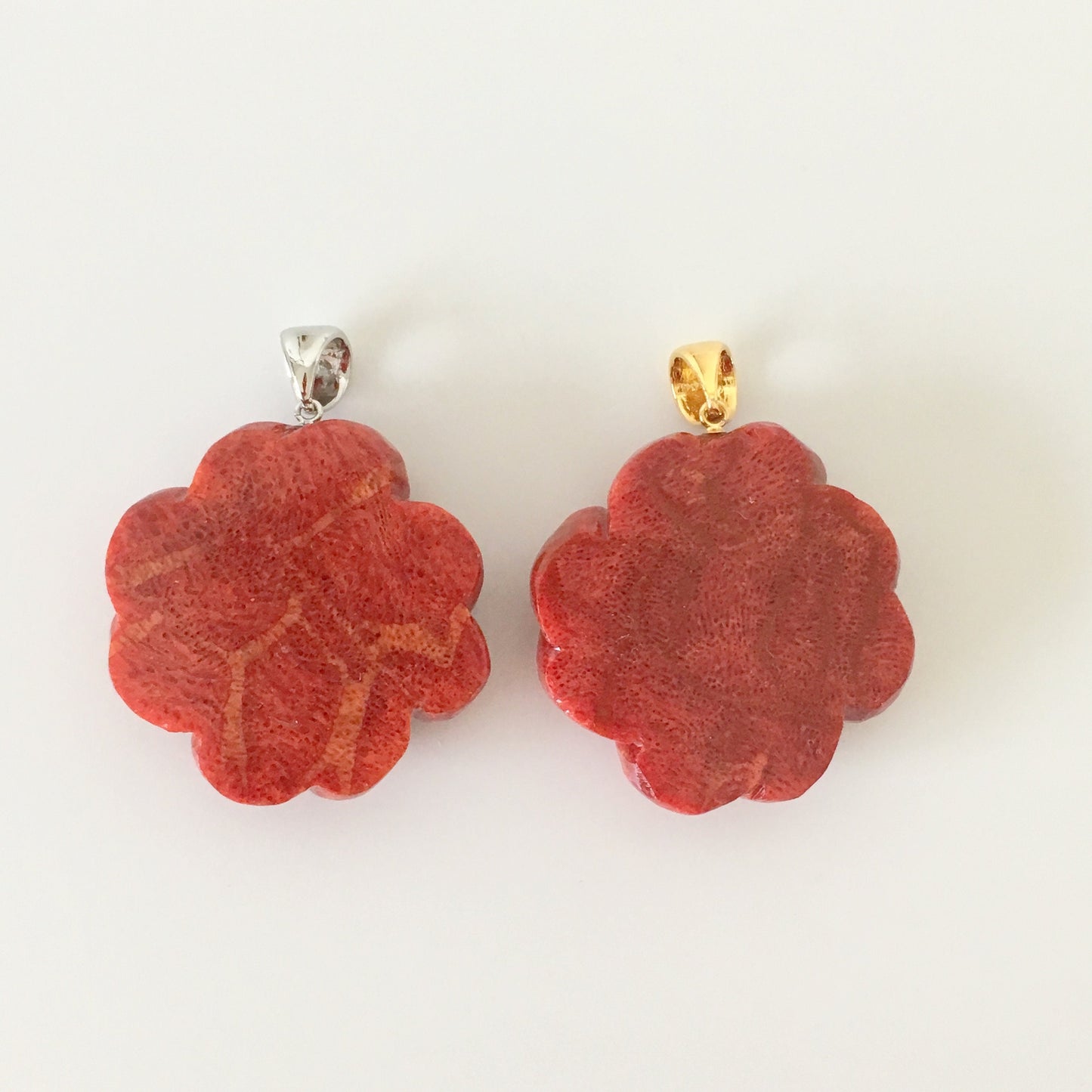 Natural sponge coral  Four leaf Clover pendant 30mm,  price per piece