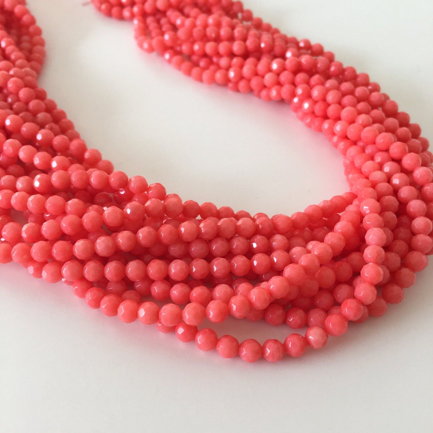 Pink bamboo coral 4mm faceted beads strands, cut beads strands, 15.7inches,40cm, pink sea bamboo, price per strand (colored)