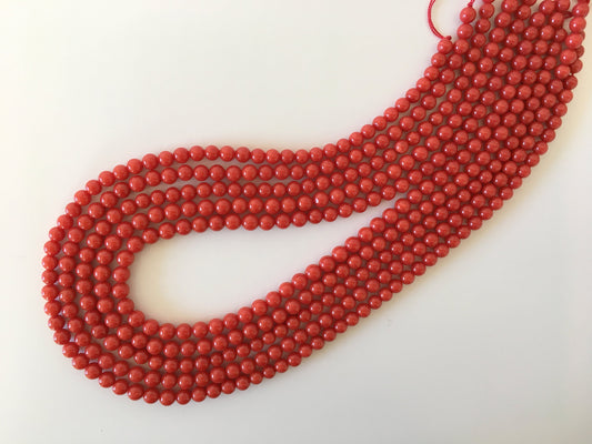 Fine Quality Natural Mediterranean red coral 5-6mm ,18inches,45cm,  for jewelry making, natural color, Price per strand