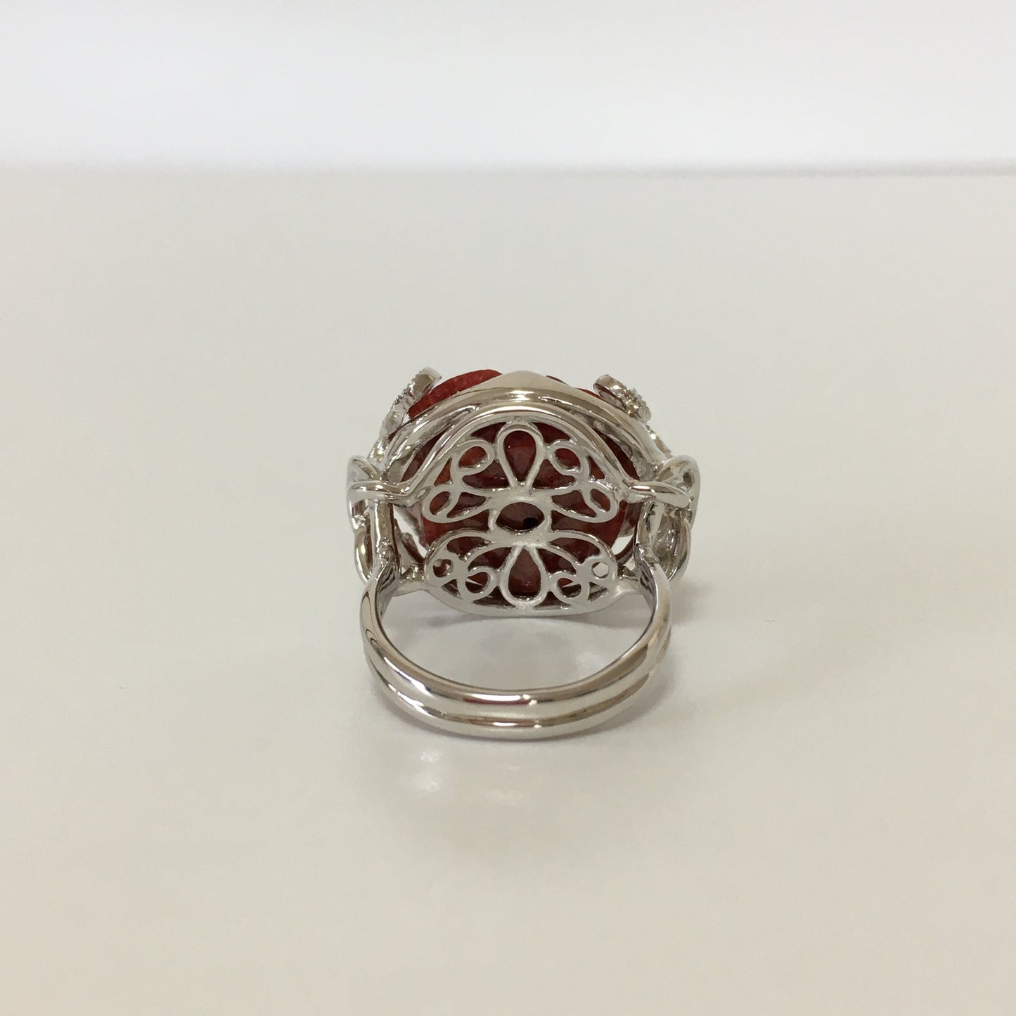 Natural sponge coral rose silver ring,  size is Jp 11, US 6, UK L, IT 51