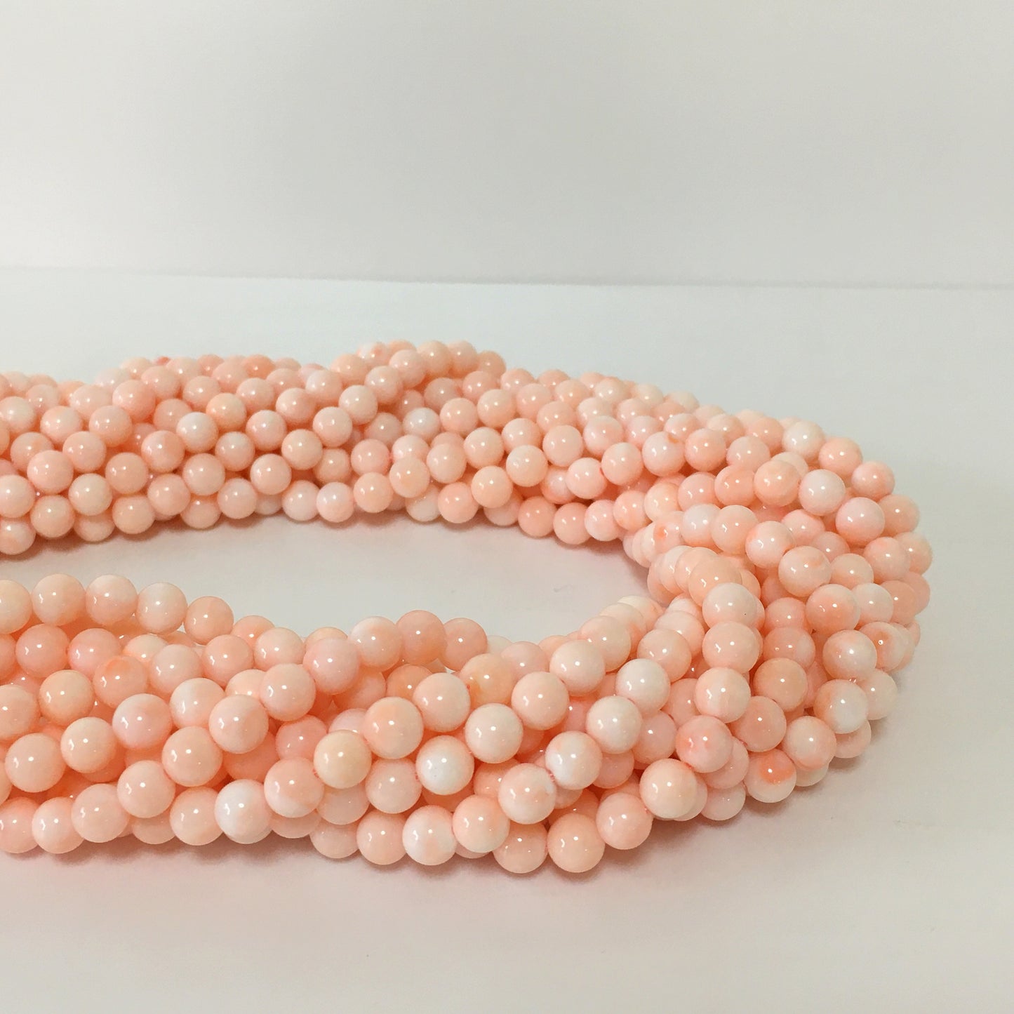 Natural Pink Coral (Miss coral) 5.5-5.75mm round beads strands, Natural angel skin color coral, full strand or half-strand, Natural color