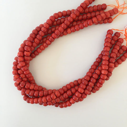 Red bamboo coral 6x9mm drum shape beads, cylinder shape strands, 15.3inches, 39cm For jewelrymaking, price per strand  (colored)