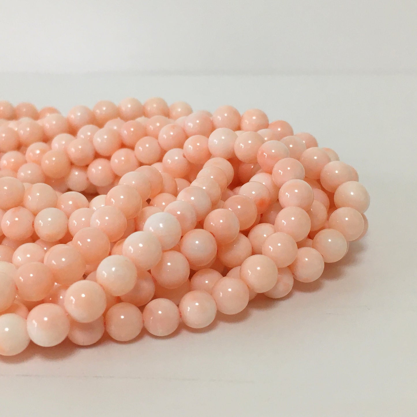 Natural Pink Coral (Miss coral) 5.5-5.75mm round beads strands, Natural angel skin color coral, full strand or half-strand, Natural color