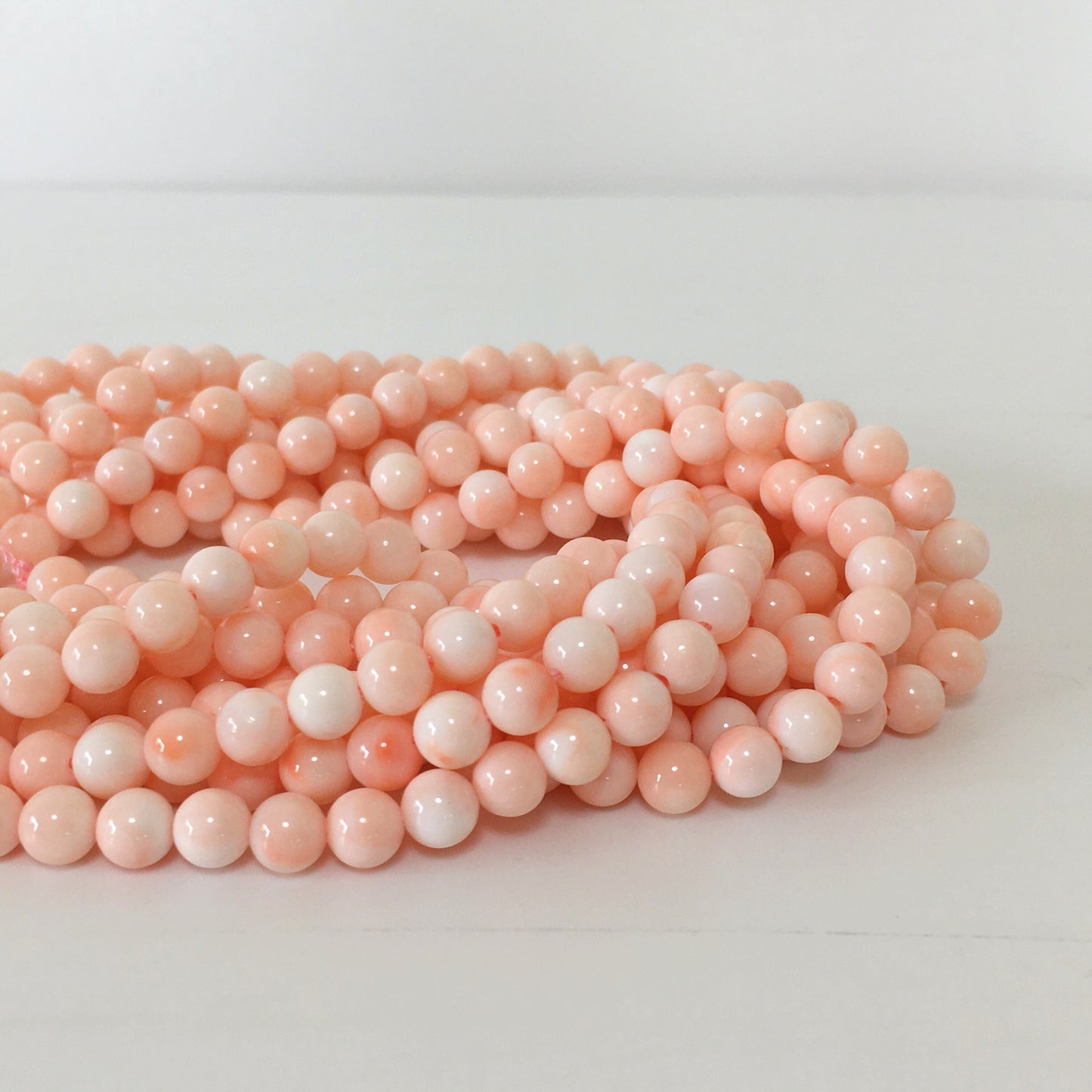 Natural Pink Coral (Miss coral) 5.5-5.75mm round beads strands, Natural angel skin color coral, full strand or half-strand, Natural color