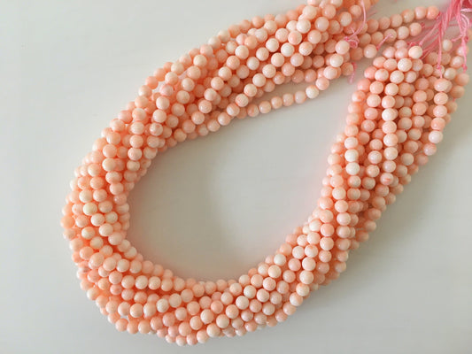 Natural Pink Coral (Miss coral) 5.5-5.75mm round beads strands, Natural angel skin color coral, full strand or half-strand, Natural color