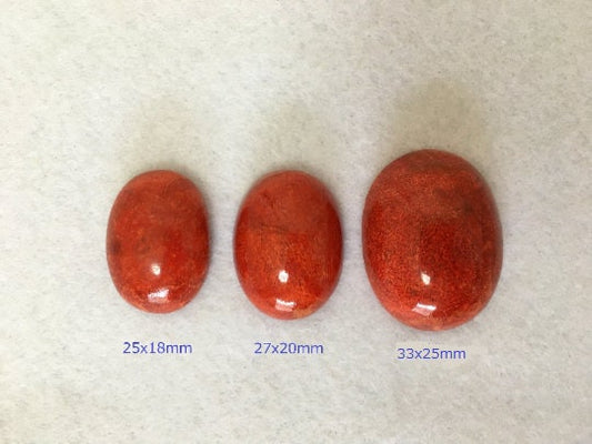 25x18mm, 27x20mm, 33x25mm, Natural sponge coral oval cabochon, For jewelry making, Price per piece