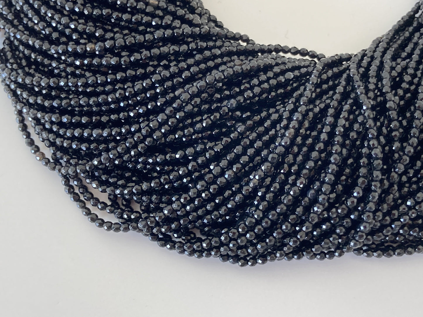 Onyx beads, Black Agate, Onyx 2mm faceted beads strands, fine quality, 15.5inches, 39cm, Price per strand