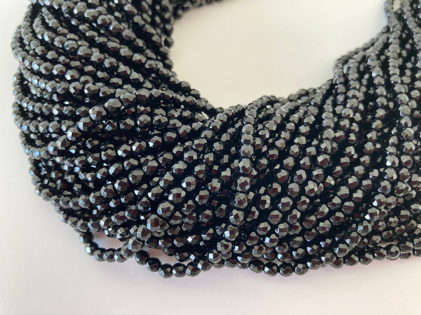 Onyx beads strands, Black Agate, Onyx 3mm faceted beads strands, fine quality, 15.5inches, 39cm, Price per strand