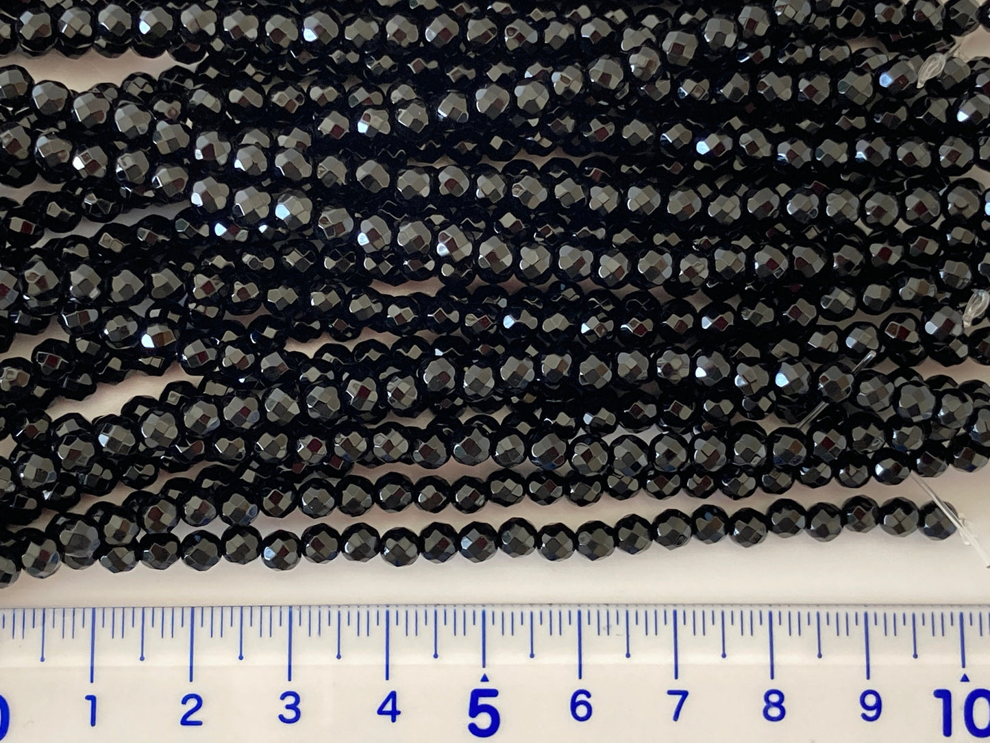 Black agate, Onyx 4mm faceted beads strands, fine quality, 15.5inches, 39cm, Price per strand