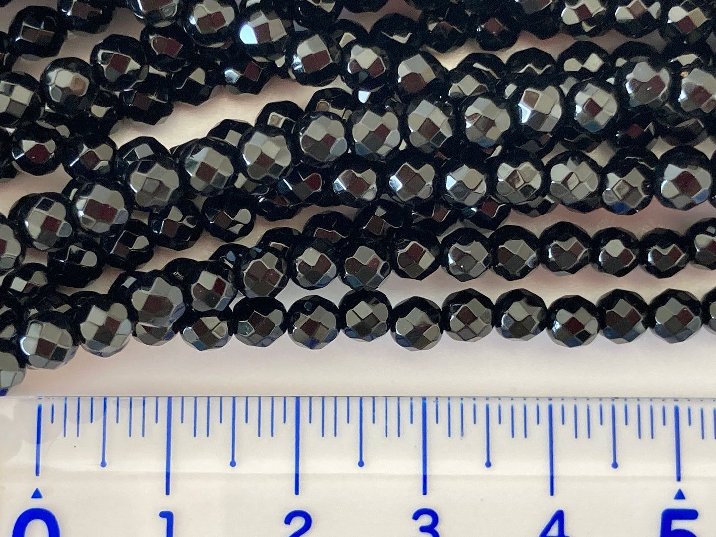 Black agate, Onyx 4mm faceted beads strands, fine quality, 15.5inches, 39cm, Price per strand