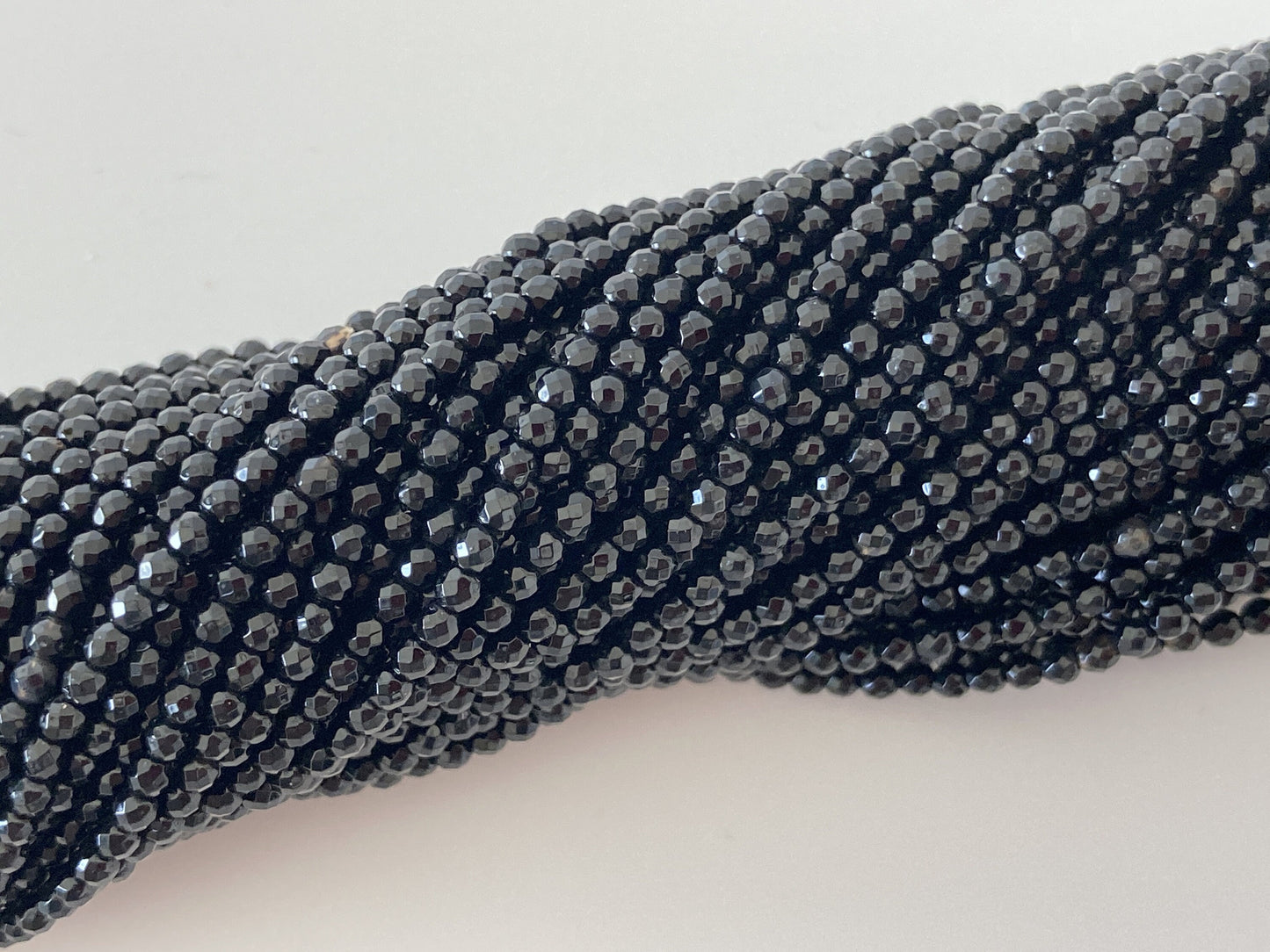 Onyx beads, Black Agate, Onyx 2mm faceted beads strands, fine quality, 15.5inches, 39cm, Price per strand