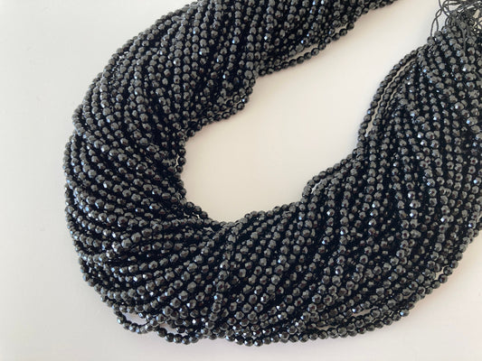 Onyx beads strands, Black Agate, Onyx 3mm faceted beads strands, fine quality, 15.5inches, 39cm, Price per strand