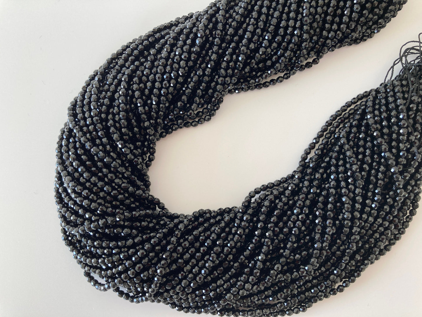 Onyx beads strands, Black Agate, Onyx 3mm faceted beads strands, fine quality, 15.5inches, 39cm, Price per strand