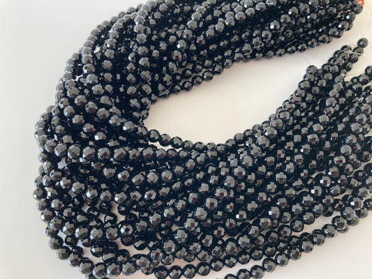 Black Agate, Onyx 6mm faceted beads strands, fine quality, 15.5inches, 39cm, Price per strand