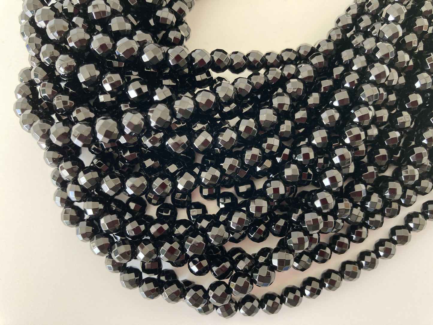 Black Agate, Onyx 6mm faceted beads strands, fine quality, 15.5inches, 39cm, Price per strand