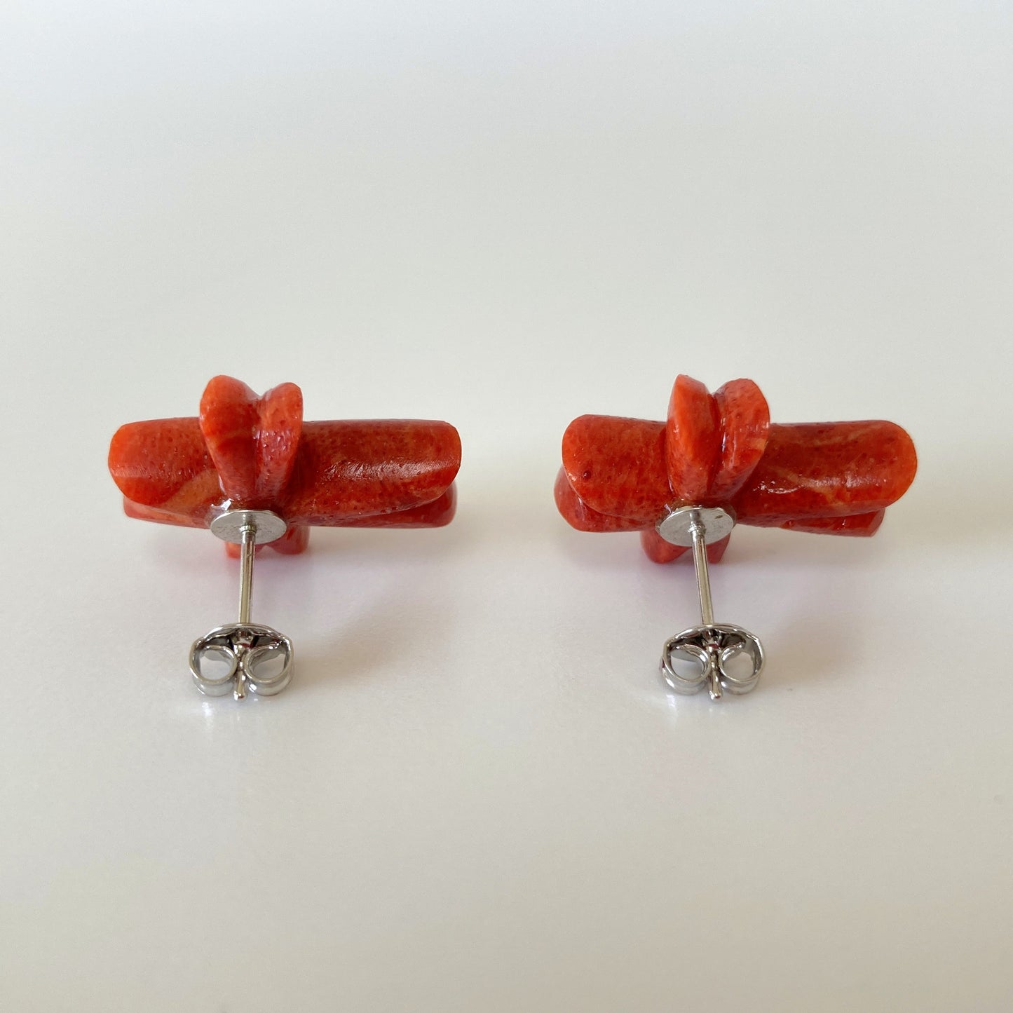 Sponge Coral 19x15mm Cross Stud Earring or Screw Clip Earring, natural African coral