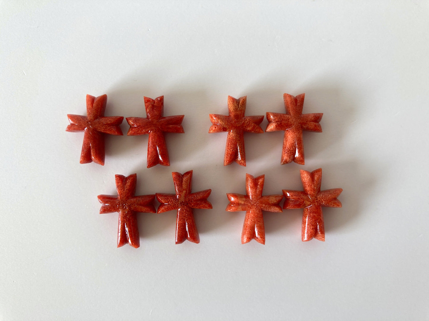 Sponge Coral 19x15mm Cross Stud Earring or Screw Clip Earring, natural African coral