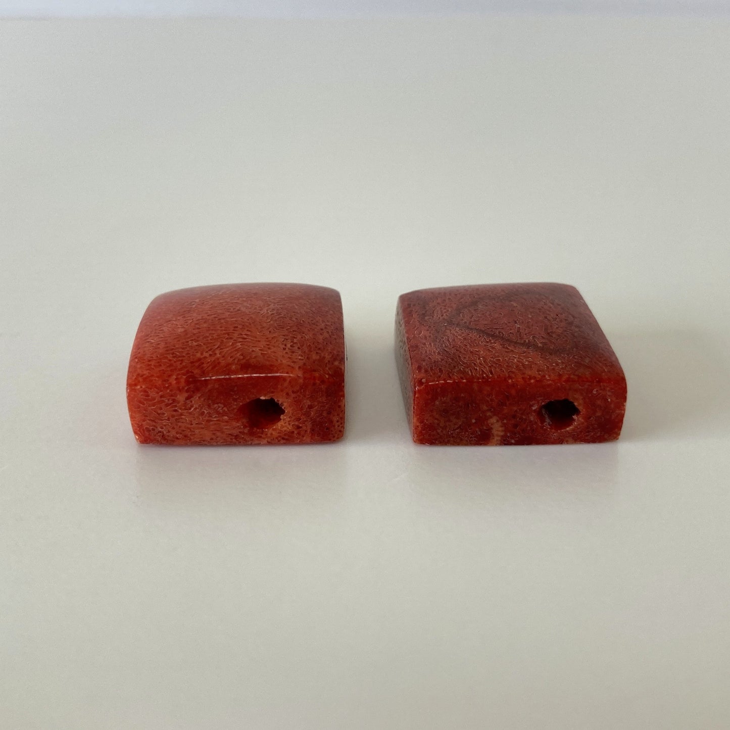 Natural sponge coral square loose 18 x 18mm, Apple coral square loose,  For jewelry making, Price per piece, full hole