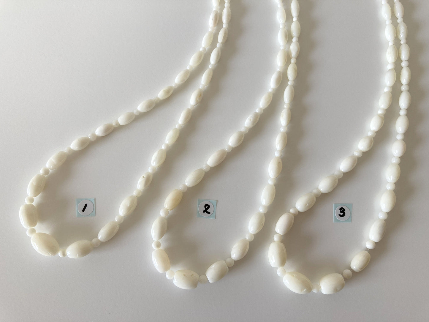 Natural White Color Bicone & Round Gradation Full-Strand Coral Beads, Pure White Genuine Coral, Barrel shape, Marquise Shape, Jewelry Making