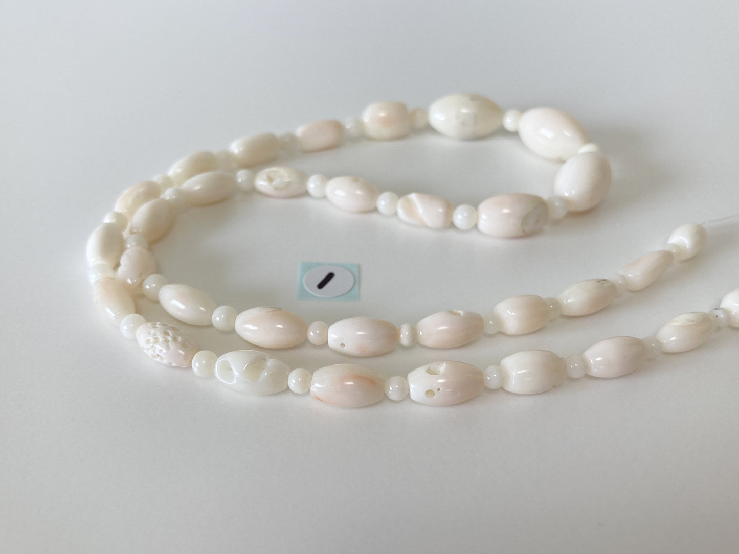 Natural White/Pale Pink Bicone & Round Gradation Full-Strand Coral Beads, Genuine Coral, Barrel shape, Marquise Shape, for Jewelry Making