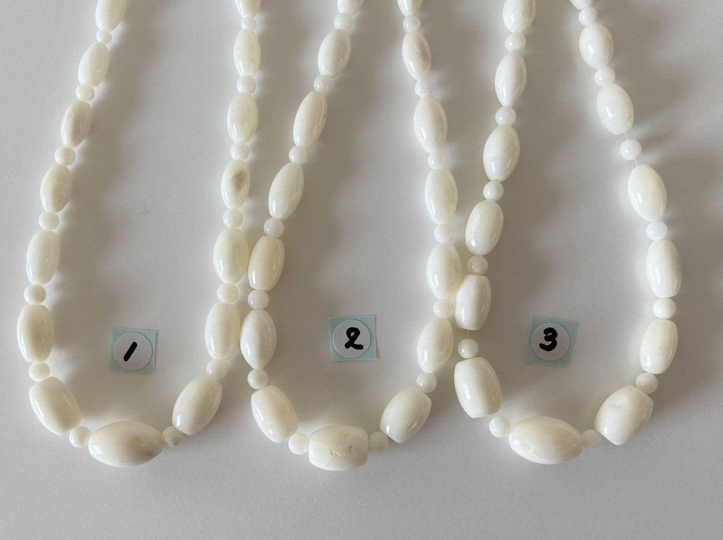 Natural White Color Bicone & Round Gradation Full-Strand Coral Beads, Pure White Genuine Coral, Barrel shape, Marquise Shape, Jewelry Making