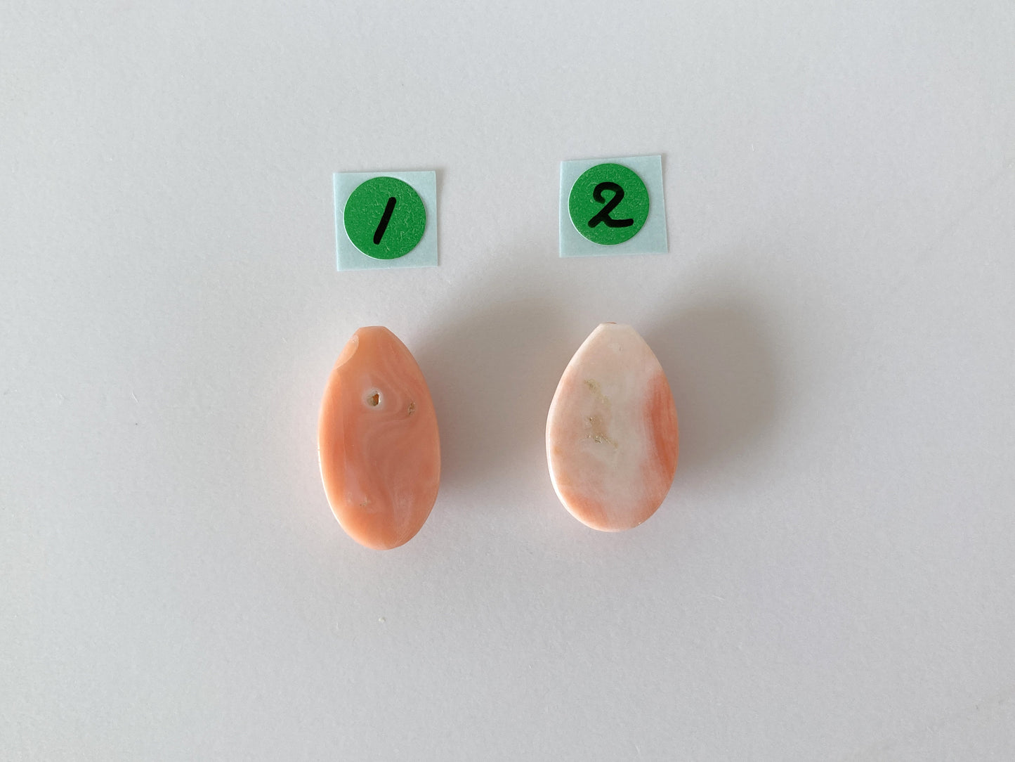 Natural Deep Sea Coral Teardrop Shape Loose, Natural Pink Coral Teardrop Cabochon, for Jewelry Making, Drilled Hole, Flat Back