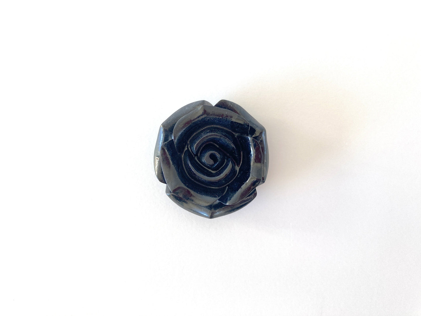 Jet Rose Carving Loose, 30mm Diameter with Off-Center Drilled Full Hole, for Jewelry Making, Price per Piece