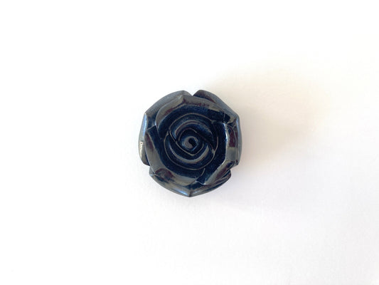 Jet Rose Carving Loose, 30mm Diameter with Off-Center Drilled Full Hole, for Jewelry Making, Price per Piece